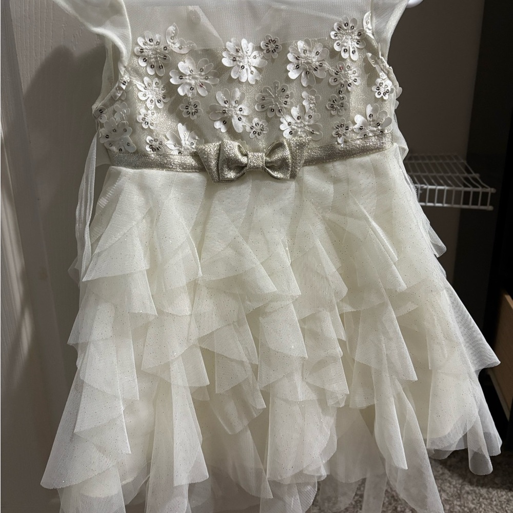 Jona Michelle White Floral Ruffle Dress